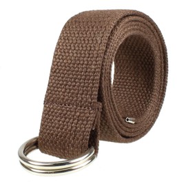 Gelante Canvas Web D Ring Belt Silver Buckle Military Style for men & women 1 or 3 pcs 2052-Coffee (S/M)