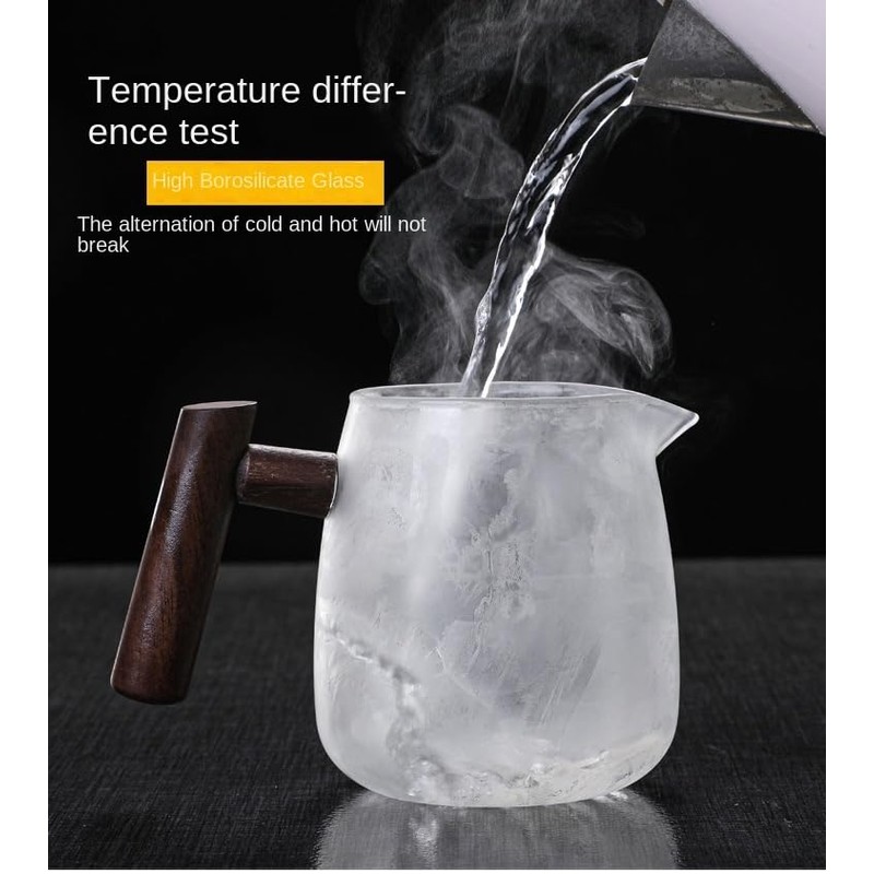 SHUWEICAO Glass Teapot,18.6oz/550ml Glass Tea Kettle With Wooden Handle,Stovetop &