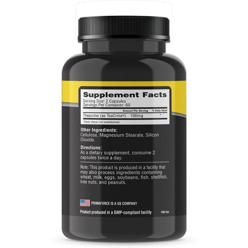 Primaforce Teacrine 50mg / 120 Caps / Energia Concentración