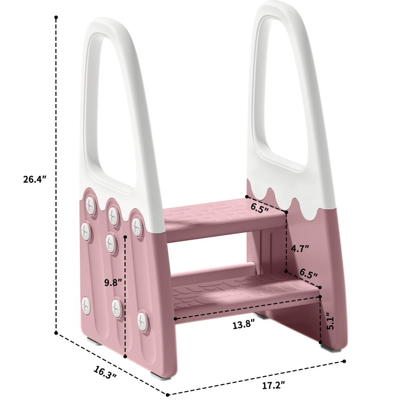 Two Step Stool with Handrails for Toddler and Kids, Standing