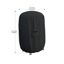 Covers & all Round Smoker Cover, 12 Oz Waterproof UV & Weather Resistant, BBQ Grill Dome Bullet Barrel Cooker Kettle Drum Grill, with Air Vent & Elastic (19" Diameter x 39" H, Black)