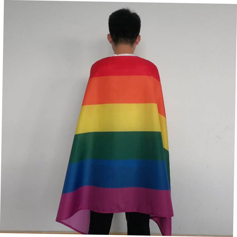 ORFOFE Flag Cape Rainbow Cape Polyester Party Wear Easy Care