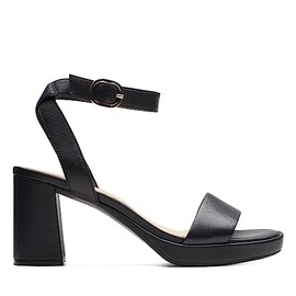 Clarks Women's Dress Heeled Sandal, Black Leather, 8