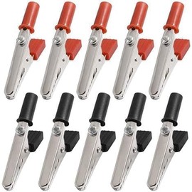 10Pcs 50mm Red and Black Alligator Clips, Small Metal Electrical Clamps Wire Alligator Clips with Screw, Clamps, Workholding Devices, Spring Clamps