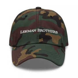 Trader Style Vintage Lehman Brothers White Baseball Cap Stock Trader Gift Adjustable Dad Hat - Green Camo