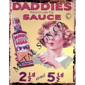 small DADDIES SAUCE KITCHEN WALL METAL SIGN 15x20cm RETRO VINTAGE STYLE coffee shop kitchen bar pub wall art office games room