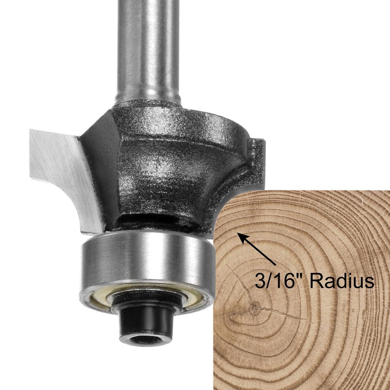 QUARKZMAN Rounded Cutter Diameter 15/64 Inch Shank 3/16 Inch Radius