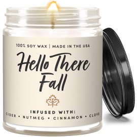 WAX & WIT Fall Candles, Hello Fall Candle, Autumn Candle, Fall Scented Candles for Home, Farmhouse Fall Decor, Fall Home, Bathroom Decor, Autumn Decor, Apple Cider Candle, Mulled Cider Candle - 9oz