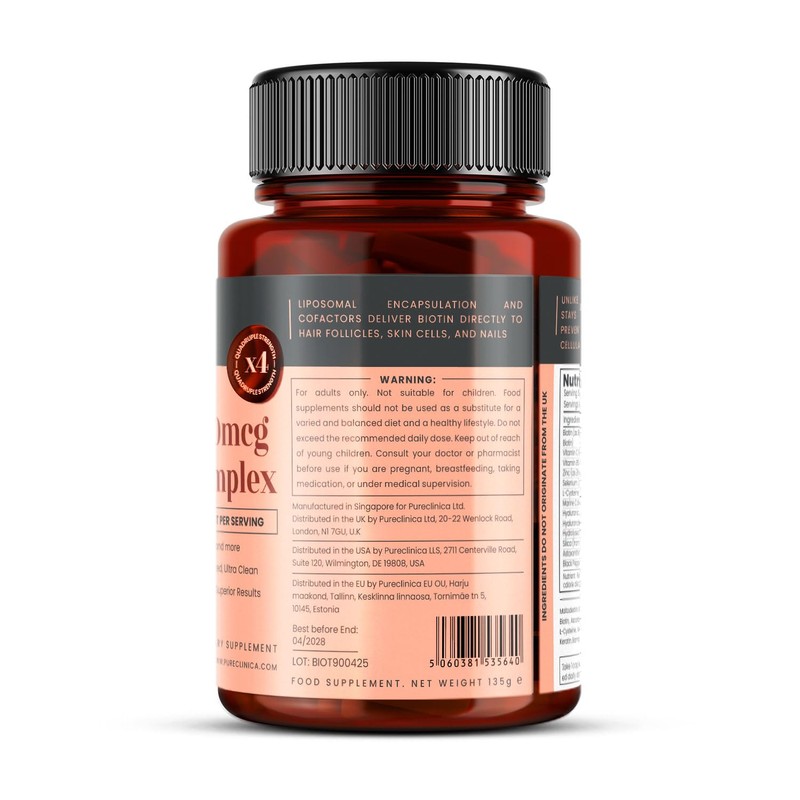 400% Strength Biotin 40,000mcg x 360 Caplets (4 Bottles of