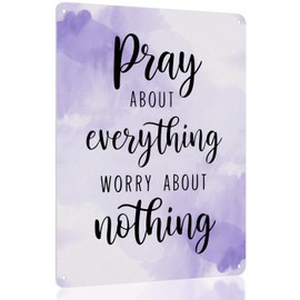 Pray About Everything Worry About Nothing Sign – Purple Bathroom Wall Decor, Lavender Bathroom Accessories, Lilac Room Decor, Purple Kitchen Decor, Christian Wall Art by Opix Design, Prayer Room Sign for Teen Girls or Women