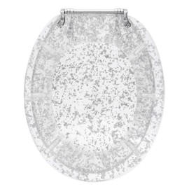 Ginsey Home Solutions Elongated Resin Toilet Seat, Silver Foil