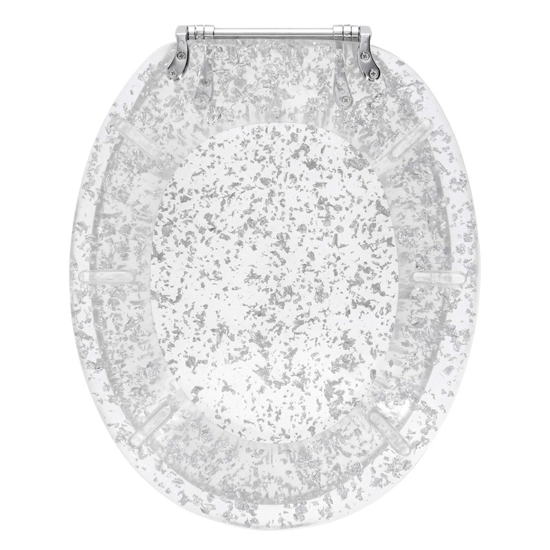 Ginsey Home Solutions Elongated Resin Toilet Seat, Silver Foil