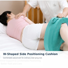 W-Type Side Support Pillow for Bed Rest – Triangular Positioning Cushion with Adjustable Straps for Home Care