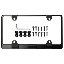 USR License Plate Frame – Stealth Black Powder Coat UV Resistant Rust-Proof Steel Plate Holder - One Piece - Compatible with 1995-2025 Tacoma Pick Up (3D RAISED LETTERS with MOUNTING HARDWARE)