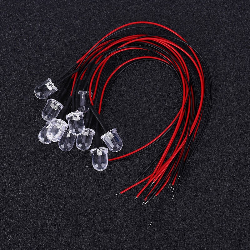 50PCs 12V LED Pre Wired Luminous Diode 10mm Round Head