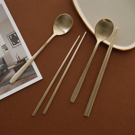 Notdam Bangjja Yugi Organic Spoon 2-Person Round Spoon Set / 놋담 방짜유기 유기수저 2인 둥근수저 세트