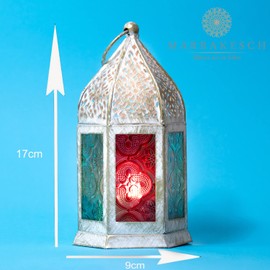 Marrakesh Set of 3 Oriental Teja Lanterns, 16 cm, Lanterns for Outdoor Use as Balcony Decoration or Indoor as Windowsill Decoration