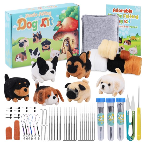 SUVSOON Needle Felting Kit, 6 Doll Making Wool Needle Felting