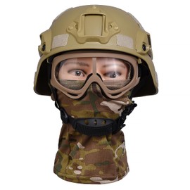 Airsoft Helmet Full Face, Tactical Helmet with Airsoft Mask and Anti-Fog Goggles, Military Helmets, Paintball Helmet, Tactical Full Face Protection, Airsoft Accessories, Military Gear (Tan)