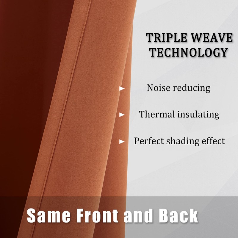 DUALIFE Terracotta Curtains-Rust Blackout Curtains for Small Windows 54 Inch