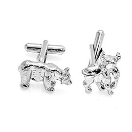 Leaf Jewel Financial Stock Market Bear and Bull Alloy Cuff Links
