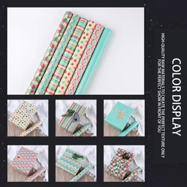 FLTON Gift Wrap Set, 6 Pack Wrapping Paper with Sticker, Eco Friendly 70cm x 50cm, Perfect for Birthday, Wedding, Christmas