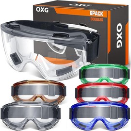 OXH 6 Pack Safety Goggles ANSI Z87.1 Glasses, Anti-Fog Protective Safety Glasses Lab Goggles Men Women Eye Protection Goggles - Color: Clear