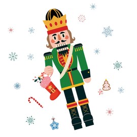 Alipis Window Decorative Sticker Nutcracker Window Sticker Christmas Glass Decal Christmas Wall Stickers PVC