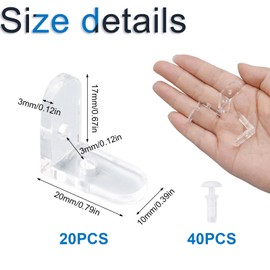 INCREWAY 20pcs Acrylic L Brackets, Transparent Clear Corner Bracket, 90 Degree Support Shelf Corner Brace, Right Angle Bracket