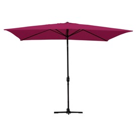Jeco UBP61-UBF65 Aluminum Patio Market Umbrella Tilt with Crank Fabric & Black Pole, 6.5' x 10', Burgundy