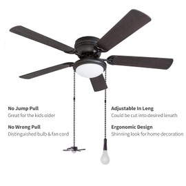 Ceiling Fan Pull Chain, 2 pieces 3mm Diameter Beaded Ball Fan Pull Chain, 12 Inches Fan Pulls Set with Connector (ORB)