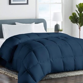COHOME 2200 Series King Down Alternative Comforter Quilted Duvet Insert with Corner Tabs - All Season Reversible Luxury Hotel Bedding Comforter - Winter Warm - Reversible - Navy Blue