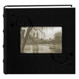 Pioneer Embossed Floral Frame Leatherette Cover Photo Album, Black 4 x 6 inches