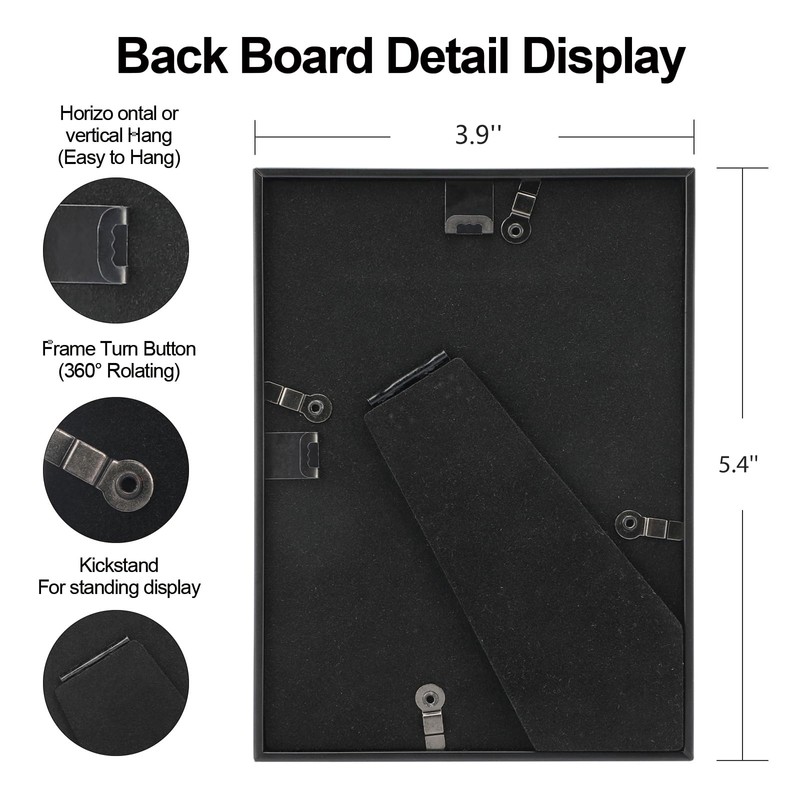 BKABOT 3.5x5 Picture Frame Set of 3, Black Metal Photo
