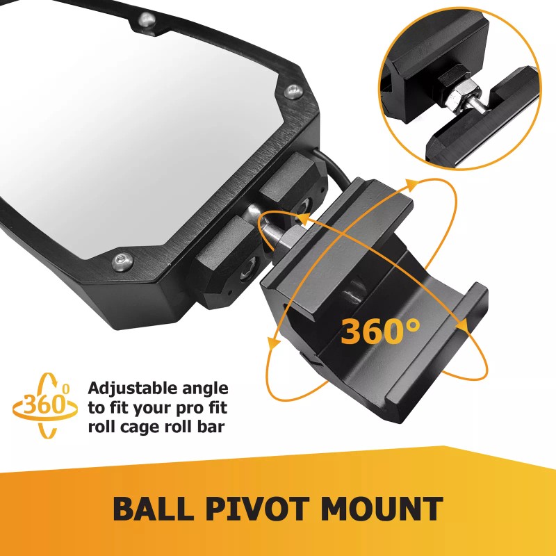 SI Flat Side Rear View Mirror w/LED Lights For Kawasaki