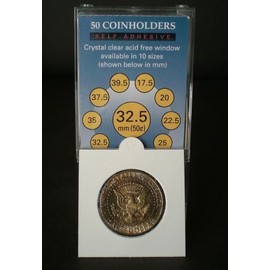 SuperSafe 50 2x2 SelfAdhesive Cardboard Coin Holders Half Dollars