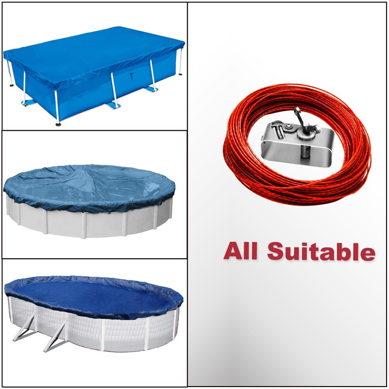 DIRAEEN Upgraded 2024 Pool Cover Cable，131CW 131-Feet Cable and Heavy-Duty