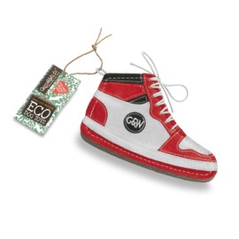 Green & Wilds Eco-Friendly Natural Dog Toy - Gordan Hi-Top Trainer Chew Toy - Red & White Trainer Shaped Toys For Dogs