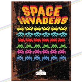Metal Signs - Space Invaders Retro Logo. Man Cave Tin Metal Sign Hanging Wall Plaque Kitchen Shed Garage. Medium (20cm x 15cm)