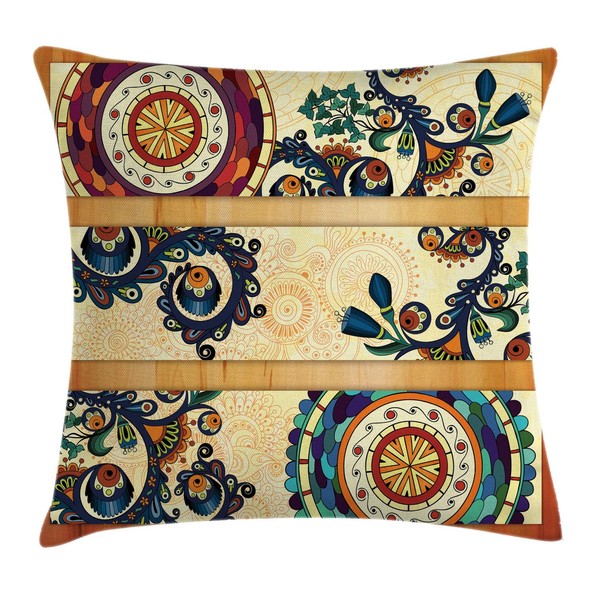 ABAKUHAUS Paisley Cushion Cover, Eastern Batik Art, Side Sleeper Pillow