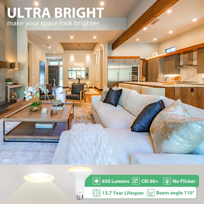 DEGNJU BR30 LED Bulb, Dimmable Flood Lights Indoor CRI80 7W