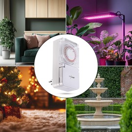 revolt Power Timer: Mechanical 24-Hour Timer for Socket Type J, up to 2,300 Watt, IP44 (Timer Socket Outdoor, Power Switch)