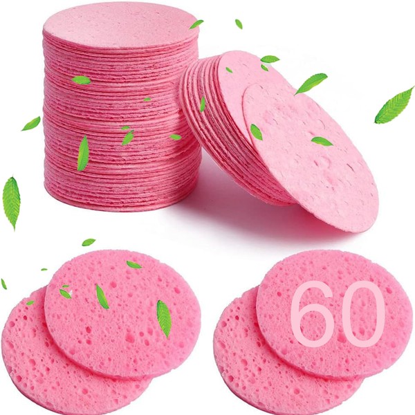 YuanYouTong 60 Pcs Compressed Facial Sponges Cleansing Reusable, Washable Soft