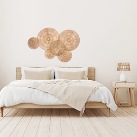 KOLWOVEN 29 Inch Wicker Wall Decor, Set of 3 Wall Basket Decor Diameter 29",23",18",Woven Wall Decor, Boho Above Bed for Bedroom, Living Room or Dining Room (Set 6)