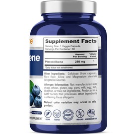 NusaPure Pterostilbene 250mg per Veggie Caps, 60 Count (Non-GMO, Vegan)