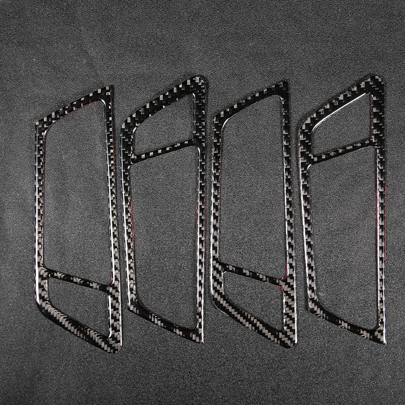 4Pcs Carbon Fiber Car Interior Door Handle Frame Cover Trim