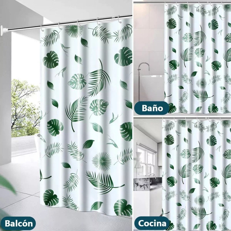 MINI BOXX Cortinas Para Baño Ducha Con Ganchos Impermeable Y