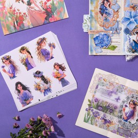 JOYCHOIC Scrapbook Stickers Set, 120Pcs Girl Sticker for Journaling and Scrapbooking, Junk Journal Supplies, PET Transparent Materials, Women People Ladies Planner DIY Arts Craft