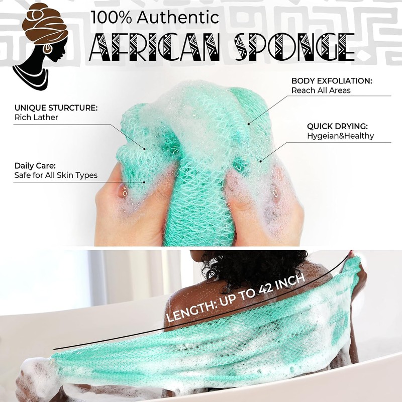 Esponja de red africana AFN-BlackSeawave para exfoliación corporal profunda y
