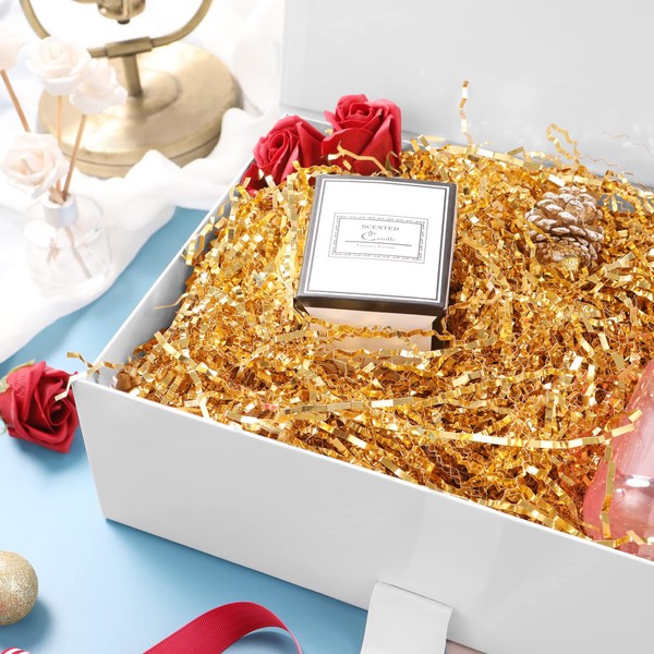 BLK&WH BLK&WH Large Gift Box with Ribbon 13.5x9x4.1 Inches, White